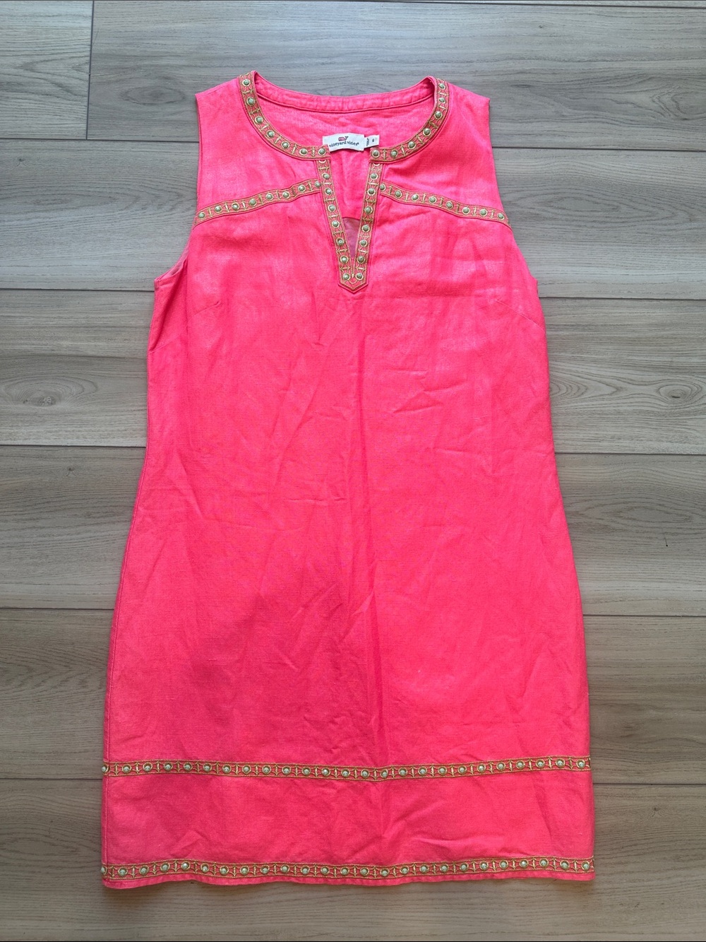 Vineyard Vines Pink Embellished Sleeveless Shift Dress